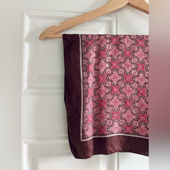 Vintage 1960-70’s LIBERTY of London Silk Scarf Made In England Brown/Red/Pink - Picture 2 of 16